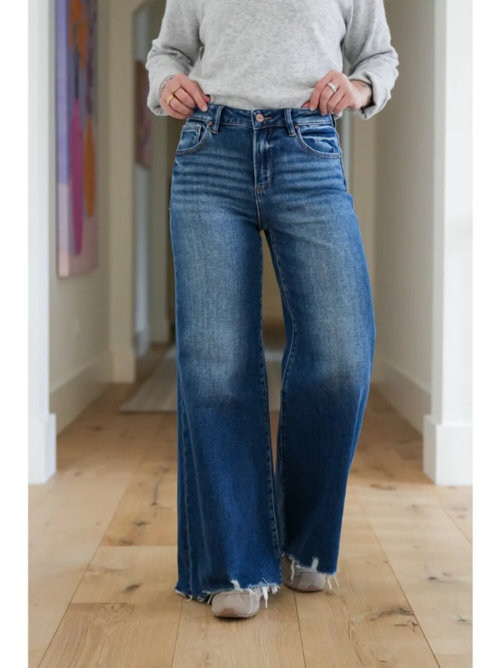 Freckled Poppy X Risen High Rise Dark Wash Wide Leg Jeans